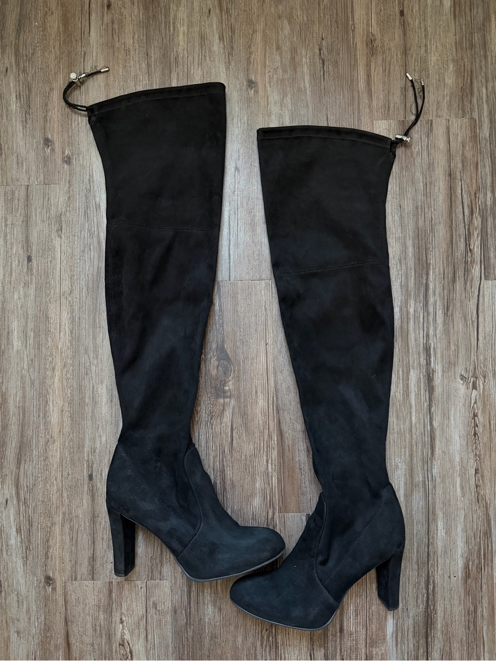 Black Over-the-Knee Heeled Boots - Women